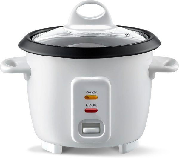 Mini Rice Cooker 2 Cups Uncooked & Steam Tray, Portable Small Food Steamer, Remo