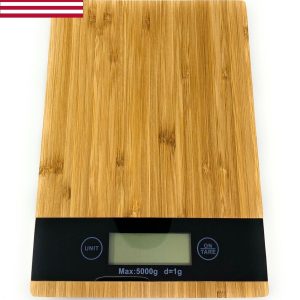 Digital Kitchen Scale – Genuine Bamboo Surface – 5kg (11lb) capacity – US STOCK