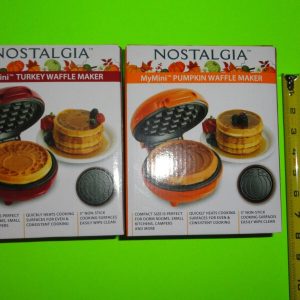 2x MyMini Turkey + Pumpkin WAFFLE MAKER 5” Non-Stick Easy Wipe Thanksgiving Fall