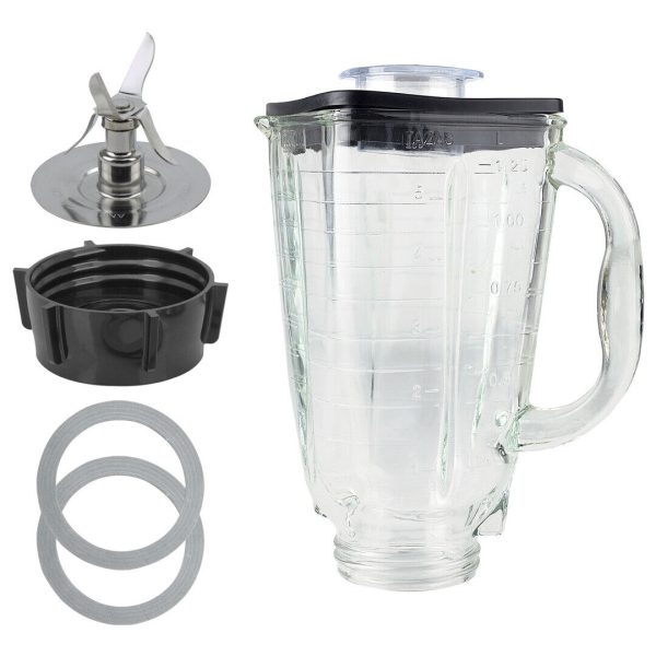 5-Cup Square Top 6-Piece Glass Jar Replacement Set Compatible with Oster Blender