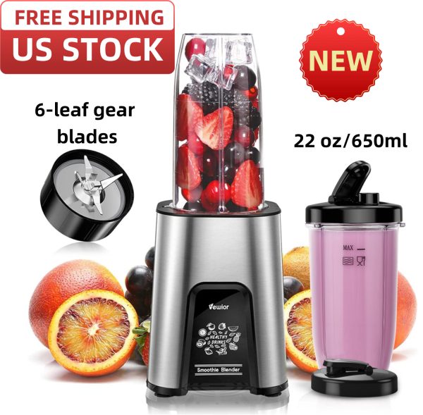 900W Personal Blender for Shakes Smoothies Countertop Blenders w/ 2 BPA-Free Cup