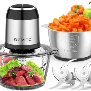 Food Processors, Mini Meat Grinder & Veggie Chopper with 2 Bowls (8 Cup+8 Cup),