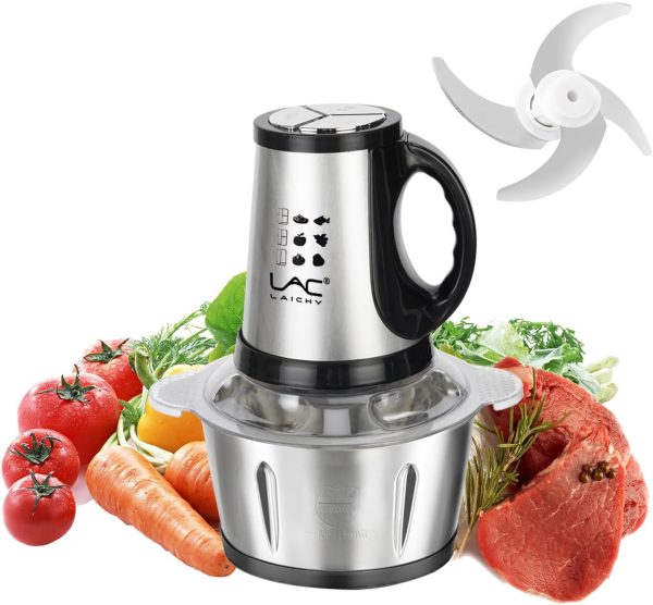 12 Cup Food Processors with Handle, Meat Grinder Veggie Chopper with Stainless S