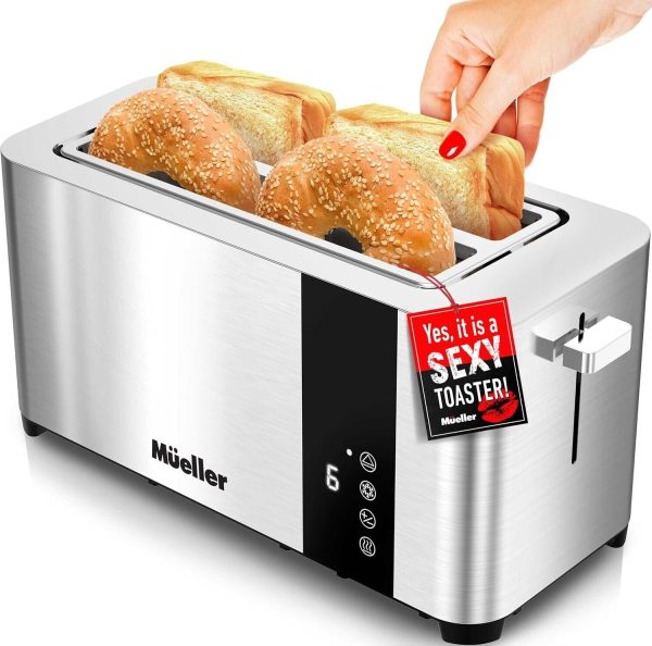 Ultratoast Full Stainless Steel Toaster 4 Slice, Long Extra-Wide Slots with Remo