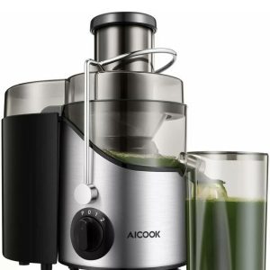 Aicook Juicer AMR526: Machine with 3” Wide Mouth, 3 Speed Centrifugal – Silver