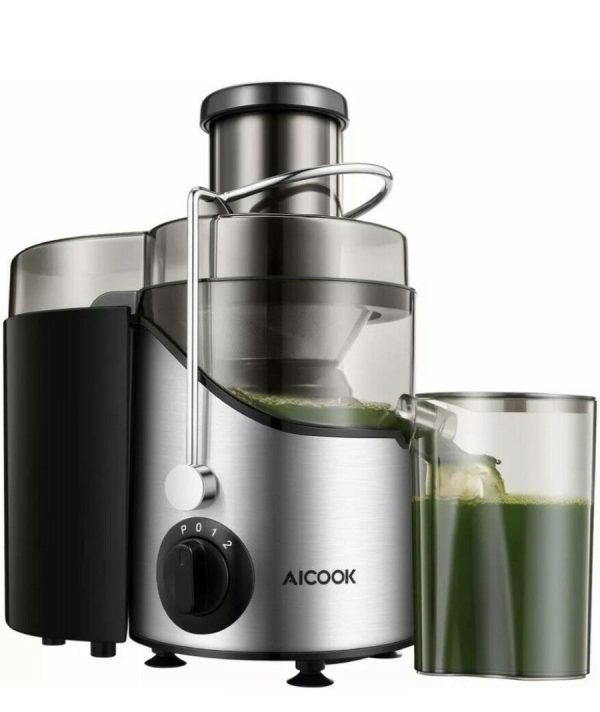 Aicook Juicer AMR526: Machine with 3” Wide Mouth, 3 Speed Centrifugal – Silver