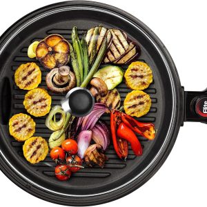 12″ Smokeless Indoor Electric BBQ Grill with Glass Lid Dishwasher Safe