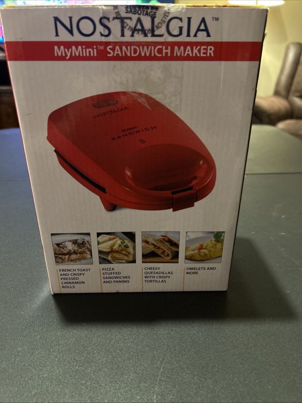 Nostalgia MyMini Sandwich Maker color Red New In Box.