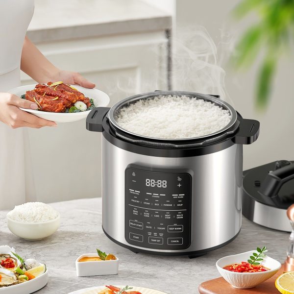 12-in-1 Electric Pressure Cookers, 6 Quarts Multi-Functional, Stainless Steel