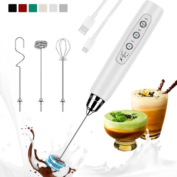 Milk Frother Handheld Rechargeable, Frother Wand Drink Mixer Electric Whisk for