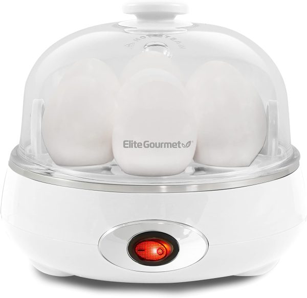 Elite Gourmet EGC322CW Easy Egg Cooker Electric 7-Egg Capacity, Soft, Medium,