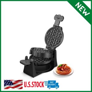 Commercial Hotel Double Belgian Waffle Maker Iron Rotating Baker Pan Machine