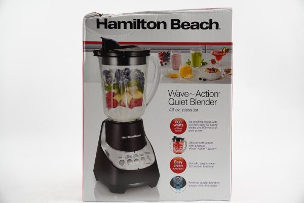 Hamilton Beach Wave Action Quiet Blender, 48 oz. Glass Jar, New Damaged Box