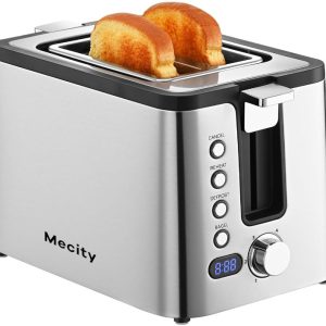 2 Slice Stainless Steel Toaster with Wide Slots Bagel Function Toast Boost New