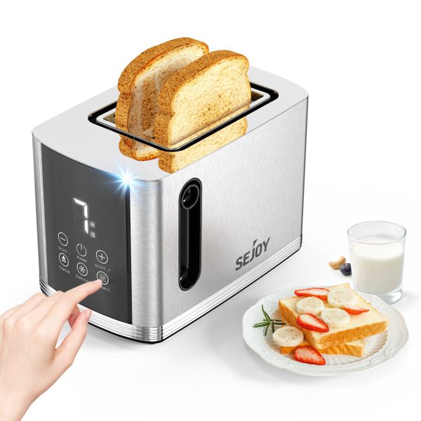 2 Slice Toaster Wide Slot Toaster Digital Touch Screen Bagel Bread Toaster Smart