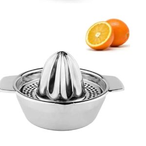 Stainless Steel Citrus Juicer-Manual Hand Press Lemon Squeezer w Bowl & Strainer