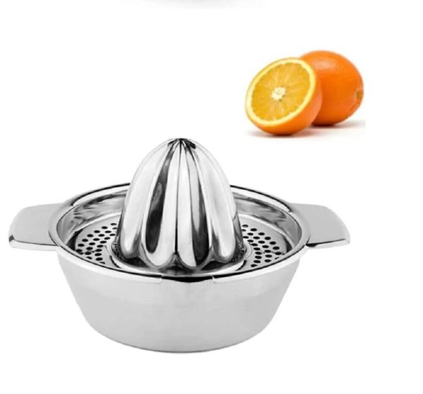 Stainless Steel Citrus Juicer-Manual Hand Press Lemon Squeezer w Bowl & Strainer