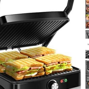 Panini Press Grill, 4 Slice 1200W Sandwich Maker with Non-Stick Plates,