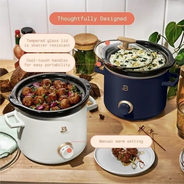 Beautiful 2 Qt Slow Cooker Set with Scrub Mommy, 2-Pack, White Icing and Starry