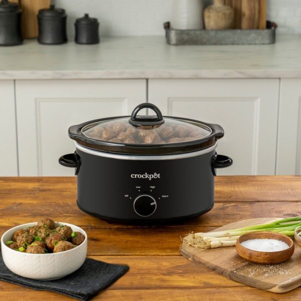 Stylish Black Manual Slow Cooker W/ Lid Crock-Pot High/low Cook Settings 4 Quart