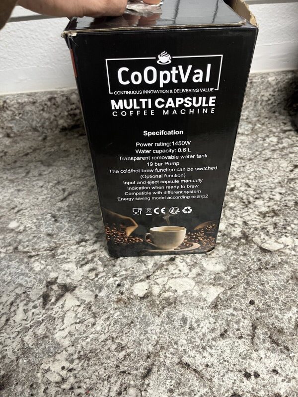 CoOptVal Multi Capsule Coffee Machine. Various Capsule Brands. Hot and Cold Brew