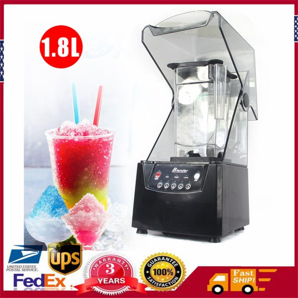 2600W Heavy-duty Commercial Blender With Shield Quiet Sound Enclosure 1.8L 110V