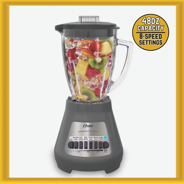 Oster Classic Series 8-Speed Blender with 48 Oz. 6-Cup Glass Jar in Gray