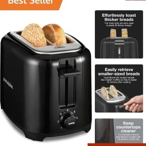 Elegant 2-Slice Toaster with Quality Features: Wide Slots & Easy Clean – Black