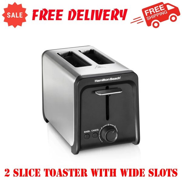 2 Slice Toaster With Wide Slots, Bagel Function, Toast Boost, Stainless, New