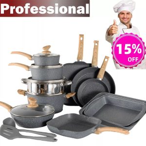 17Piece Pots and Pans Set Nonstick Induction Cookware Set Granite Coated Pot Set