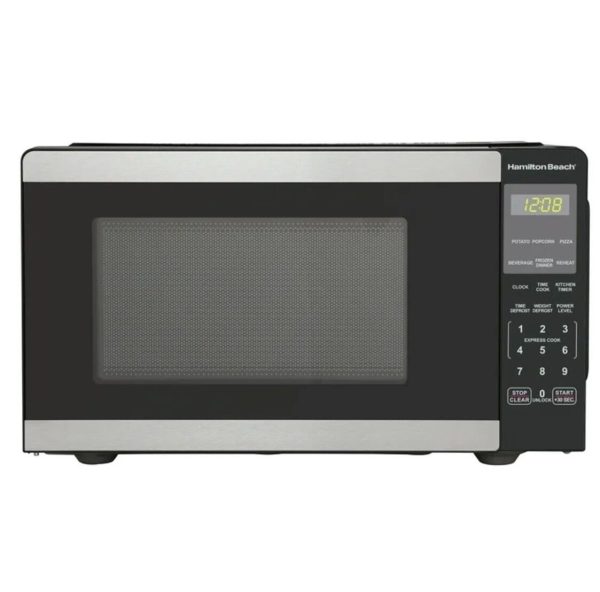 Hamilton Beach 0.9 Cu ft Countertop Microwave Oven, 900 Watts, Black Stainless