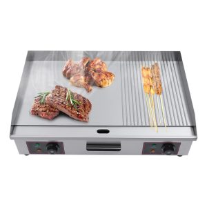 29″ Commercial Griddle Grill Electric Grill Grooved and Flat Top Grill Combo