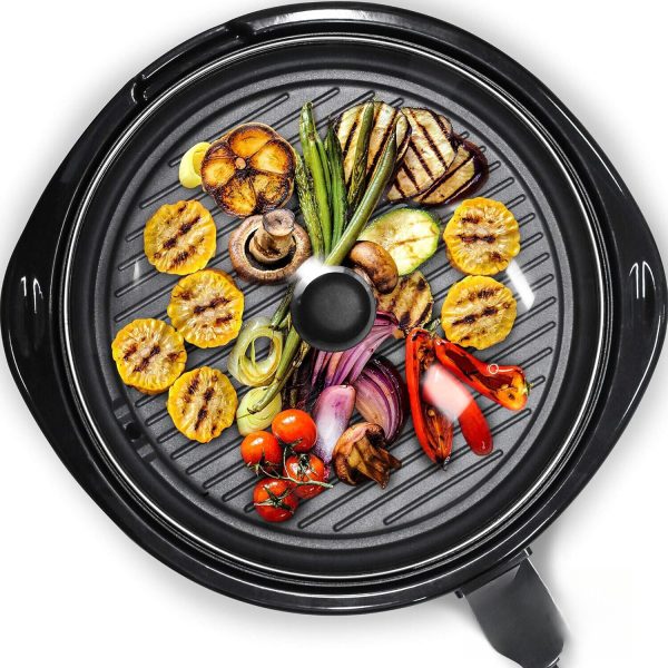 Smokeless Countertop Nonstick Electric Grill,6Servings, Glass Lid,14-Inch, Black