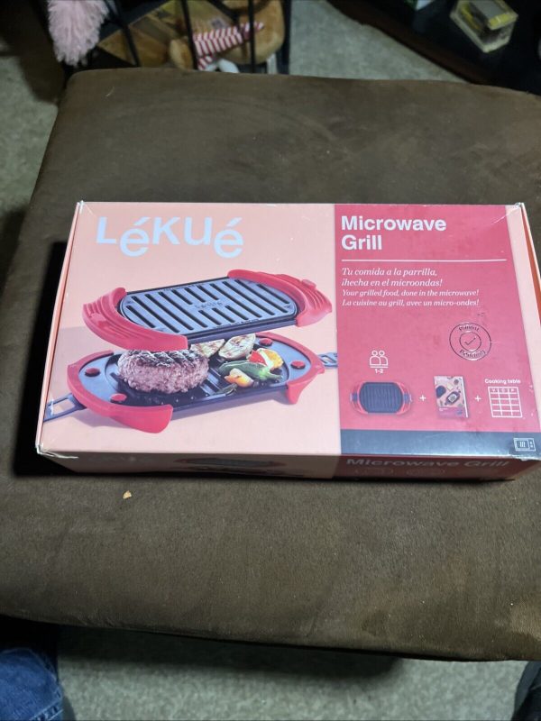 Lekue Microwave Grill, Sandwich Maker, Panini Press, 10 In x 5.7 In  Red