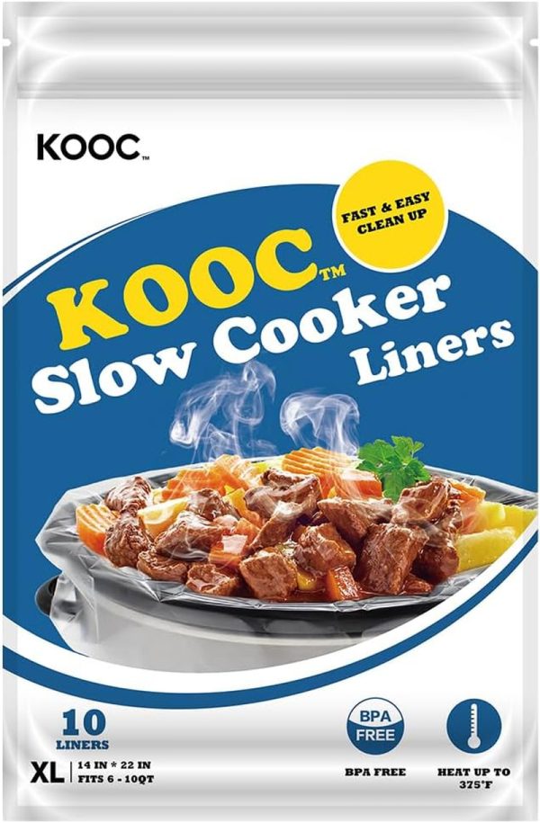 [NEW] KOOC Disposable Slow Cooker Liners and Cooking Bags, Extra Large Size Fits