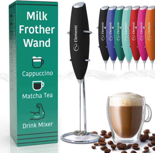 Milk Frother Wand & Matcha Mixer, Mini Electric Whisk for Coffee – Frother for C