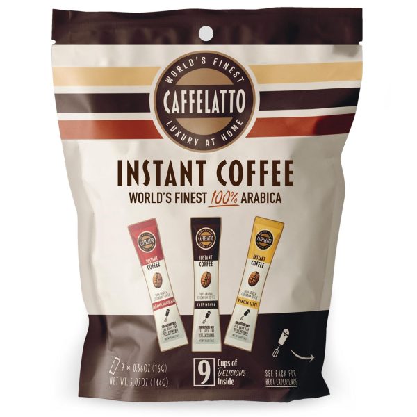 Instant Coffee Latte Mix – Mocha, Vanilla, Caramel – 100mg Caffeine Strong Co…