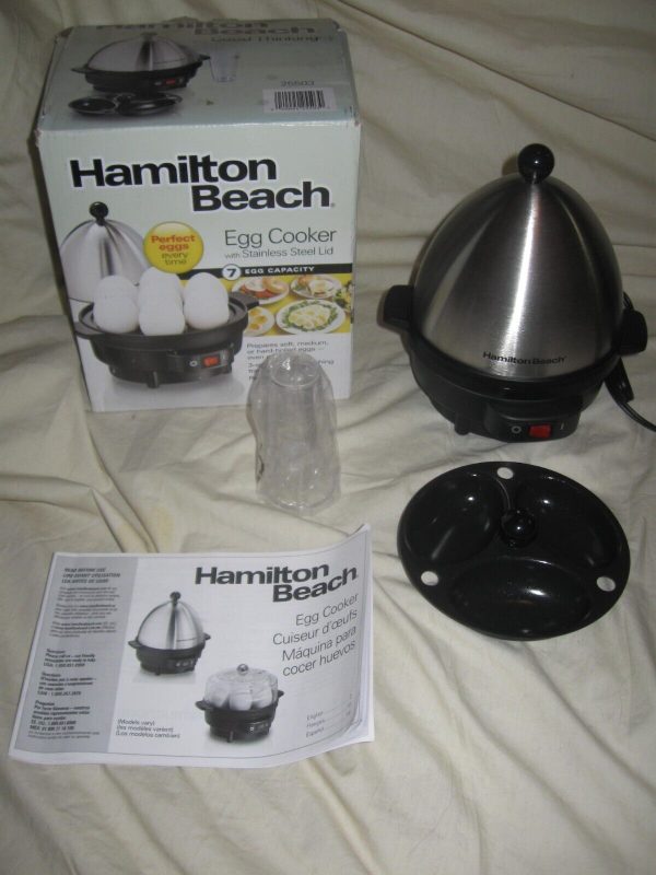 New Hamilton Beach Electric Hard Boiled Poached Soft Medium 7  Egg Cooker 25503