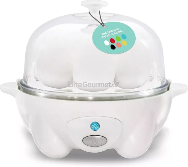 Elite Gourmet EGC-007 Rapid Egg Cooker, 7 Easy-To-Peel, Hard, Medium, White