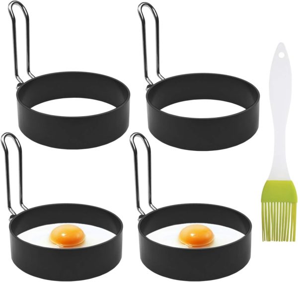 4 Pack Stainless Steel Eggs Maker Non Stick round Egg Cooker for Cooking Cooking