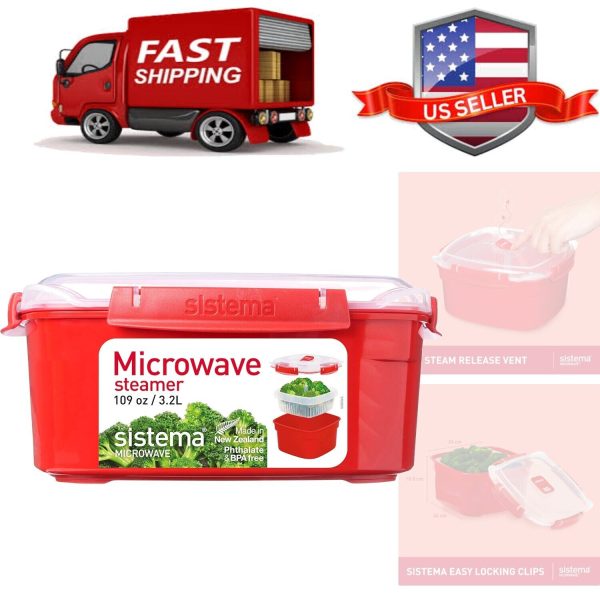 Compact 3.2L Microwave Steamer for Effortless Vegetables & Fish Cooking