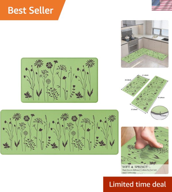 Cushioned Anti-Fatigue Kitchen Mats – Non-Slip Waterproof 2-Piece Set 17”x47”