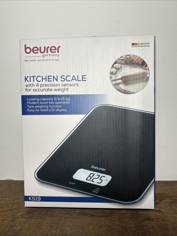 Beurer Digital Kitchen Scale KS19. Tare, Touch Key, Glass surface. 11 lbs/5g