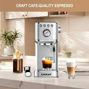 CHULUX Slim Espresso Coffee Machine JH-C5010 w/ Milk Frothier Steam Wand 20 Bar