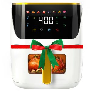 Bluebow Newest Air Fryer Large 8.5 QT, White, 8 in 1 Touch Screen, Visible Windo