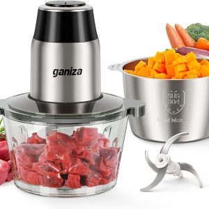 Food Processors,Electric Food Chopper w/ Meat Grinder & Vegetable Chopper-2 Bowl