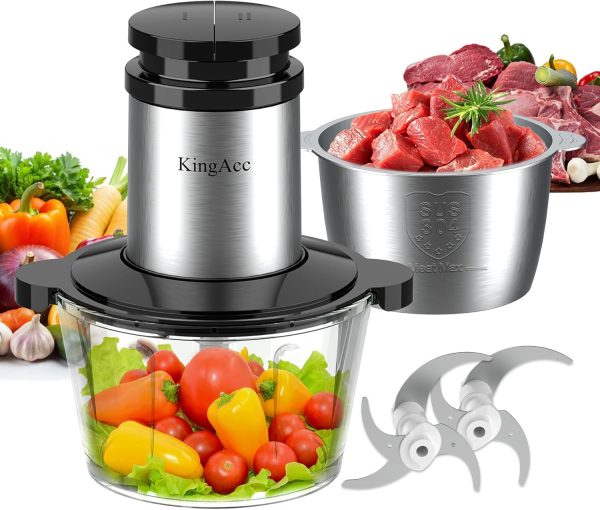 8 Cup Mini Food Processor Electric Meat Grinder Chopper Stainless Steel Bowl Hom