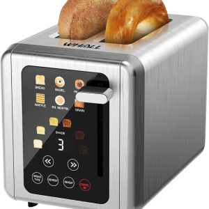 WHALL 2-Slice Touch Screen Toaster – Modern Stainless Steel, Wide Slots, Smart T