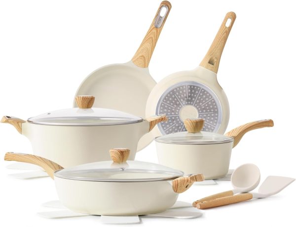 Ceramic Cookware Sets, Pots and Pans Set Nonstick, 14-Piece Induction Cookware,