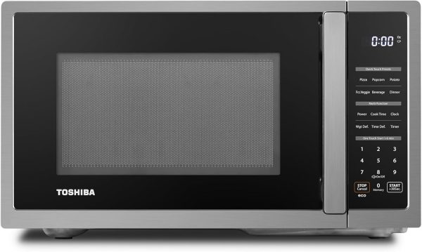 0.9 Cu Ft Countertop Microwave Oven with 6 Auto Menus, Black Steel